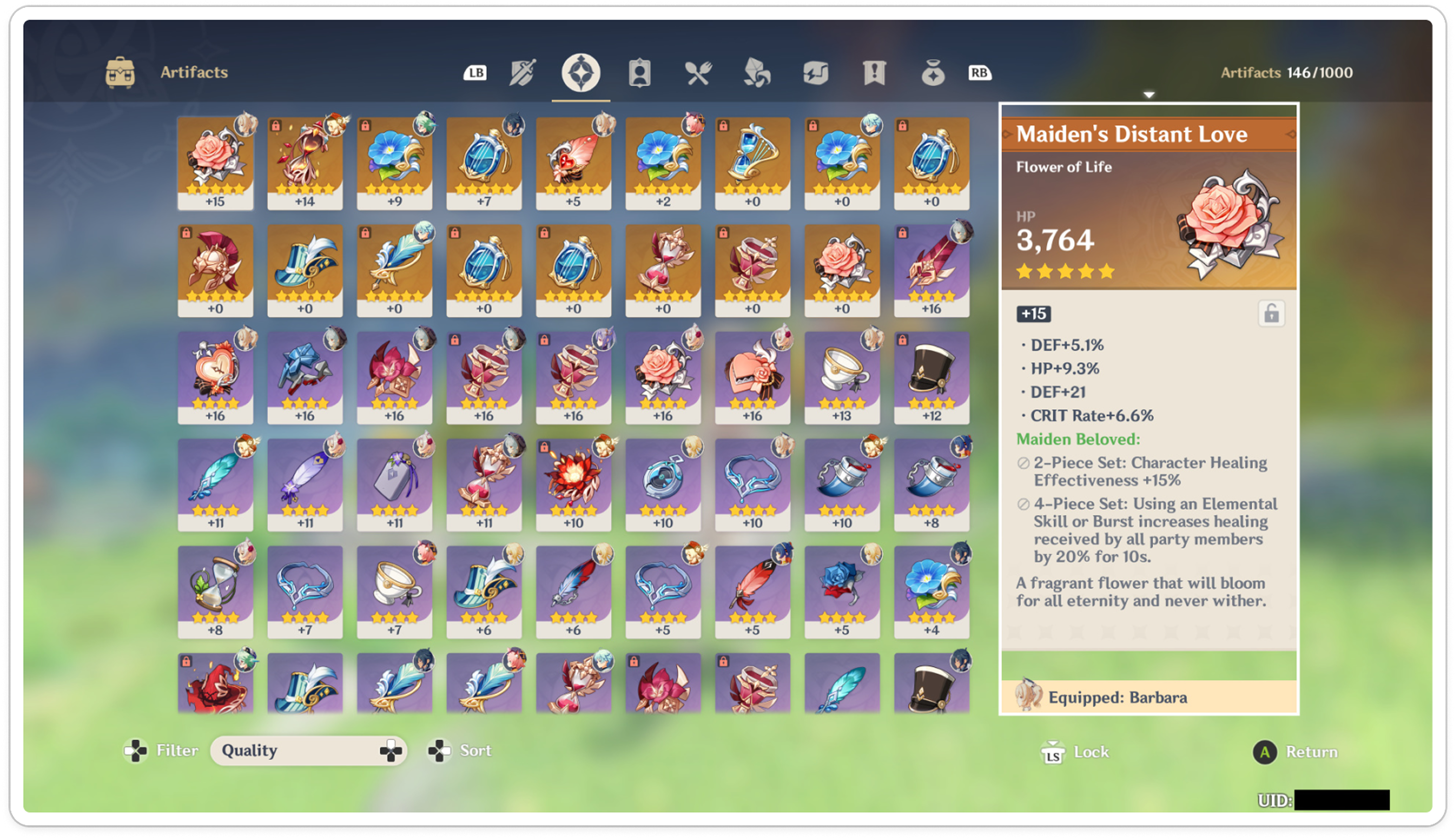 Artifacts Screen