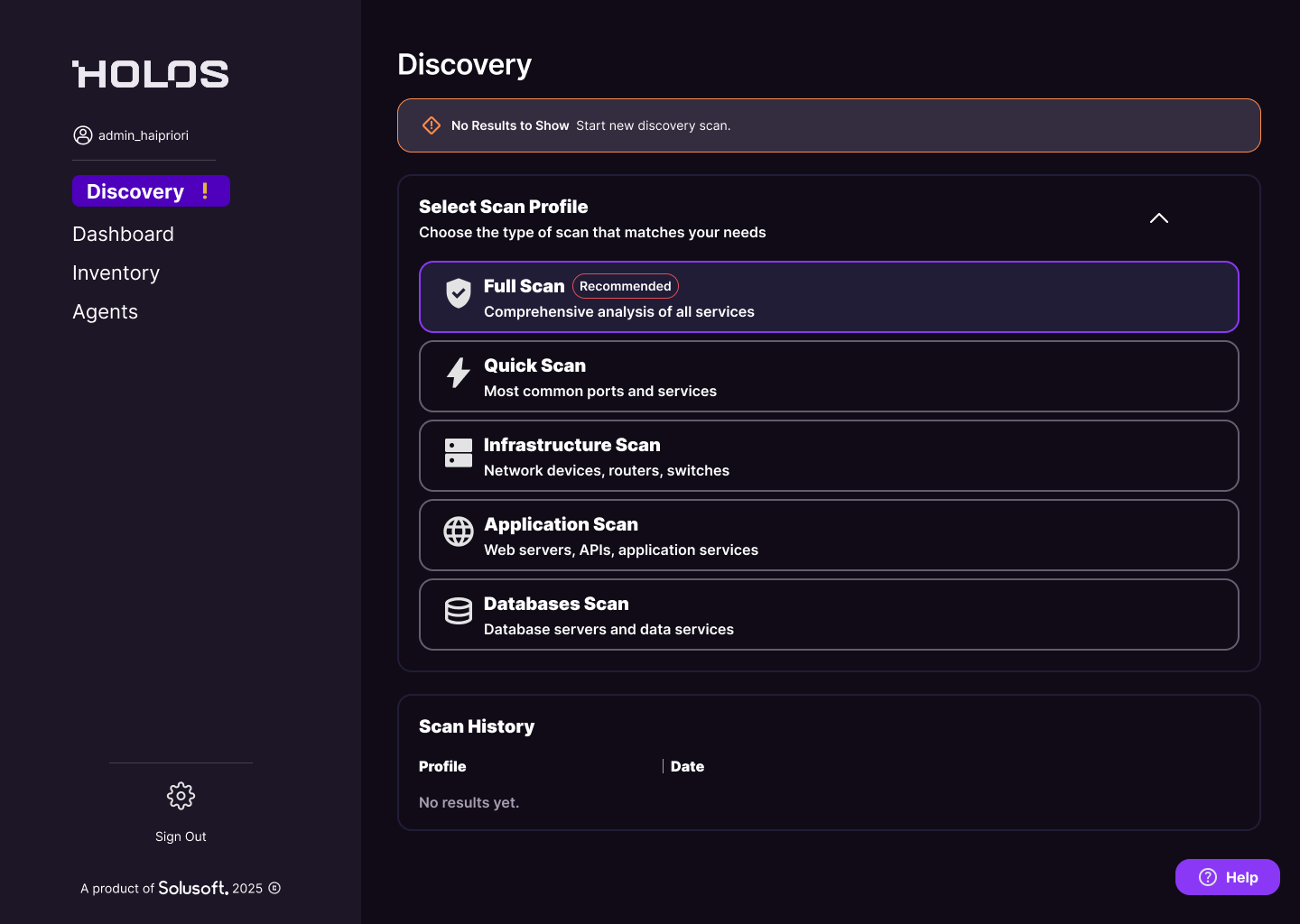 HOLOS OVA solution screen 1